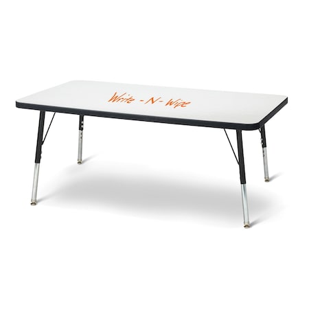 Jonti-Craft Berries Rectangle Dry Erase Table, 24 in. x 48 in., E-height, Write-n-Wipe/Black/Black 6403JCE420
